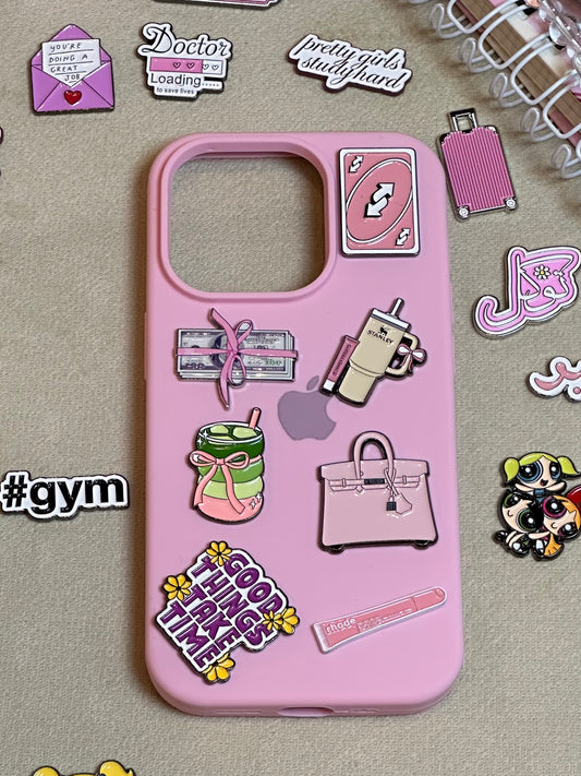 Hermès Birkin Pink Bag - Metal Phone Charm Sticker / Aesthetic Phone Accessories