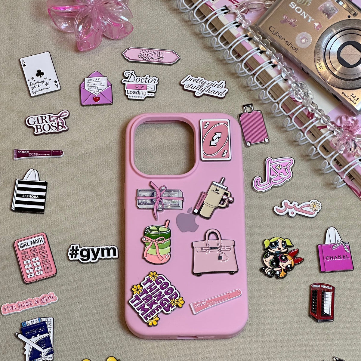 Good Things Take Time - Metal Phone Charm Sticker / Aesthetic Phone Accessories