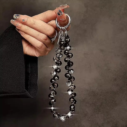 Crystal Phone Charm Strap- Black