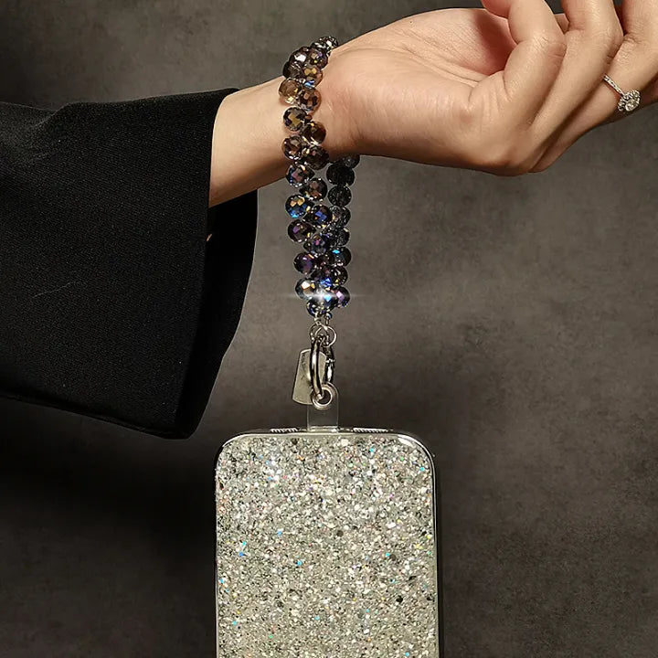 Crystal Phone Charm Strap- Black