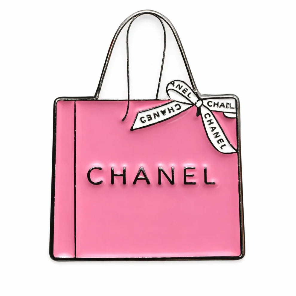 Chanel Pink Shopping Bag –Metal Phone Charm Sticker / Aesthetic Phone Accessories