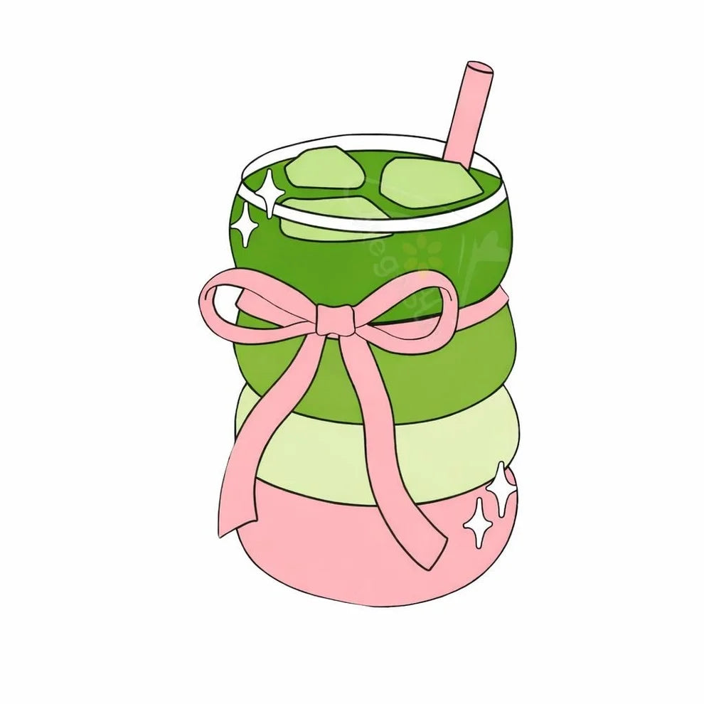 Matcha Drink with Bow - Metal Phone Charm Sticker / Aesthetic Phone Accessories