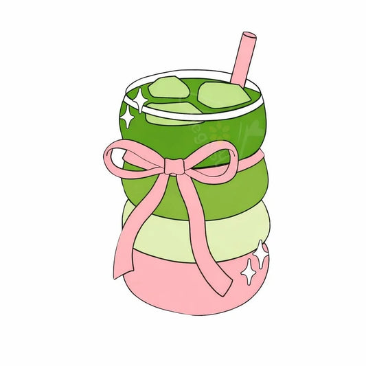 Matcha Drink with Bow - Metal Phone Charm Sticker / Aesthetic Phone Accessories