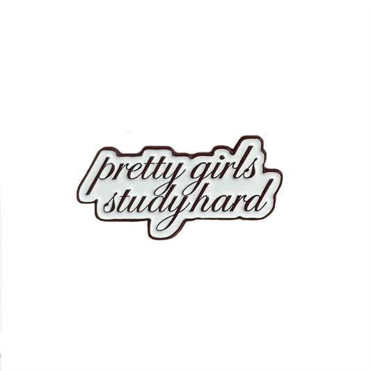 Pretty Girls Study Hard –Metal Phone Charm Sticker / Aesthetic Phone Accessories